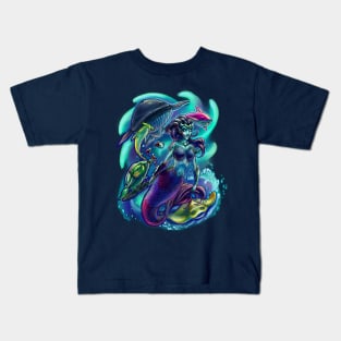 Mermaid Armada Digital Drawing Kids T-Shirt